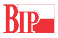 Logo BIP - czerwony napis BIP, na tle biało czerwonej flagi